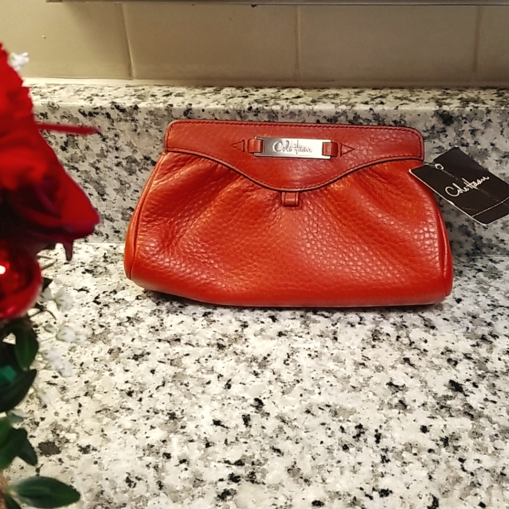 NWT Cole Haan Small Cosmetic Purse Harvest Orange